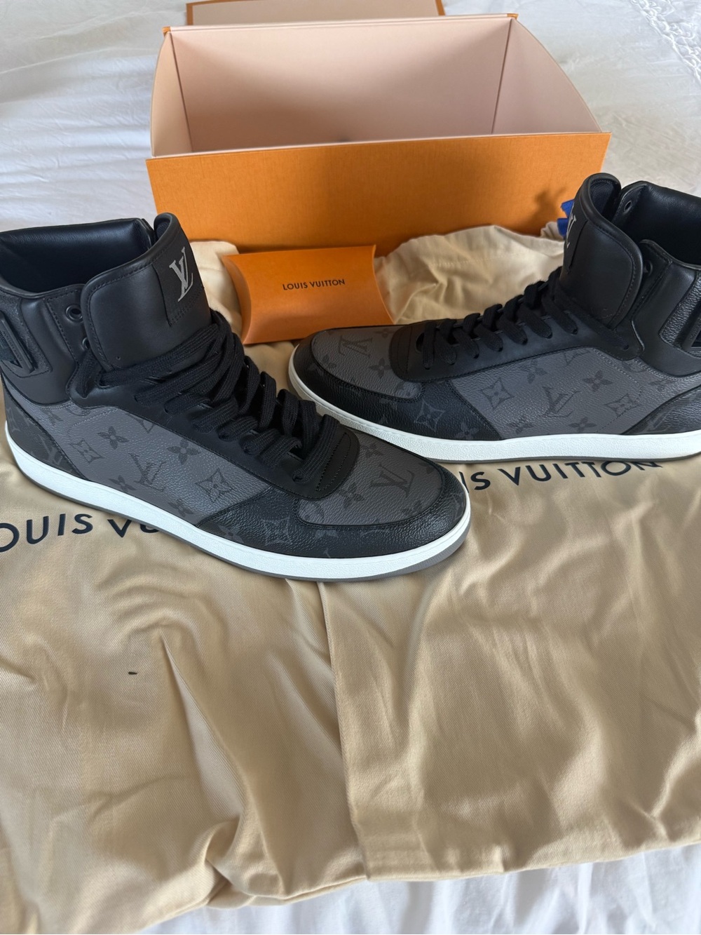 Louis Vuitton Men’s Rivoli Damier Graphite Monogram High-Top Sneakers - Picture 3 of 11